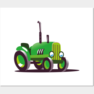 Cute Green Tractor Posters and Art